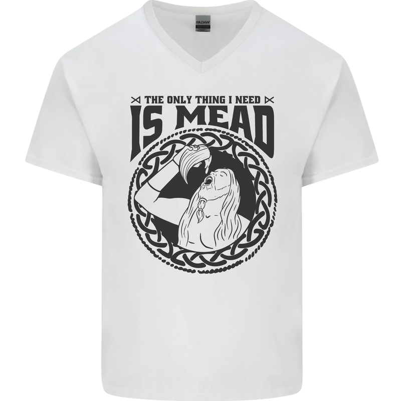 Viking Mead Funny Alcohol Beer Drunk Mens V-Neck Cotton T-Shirt White