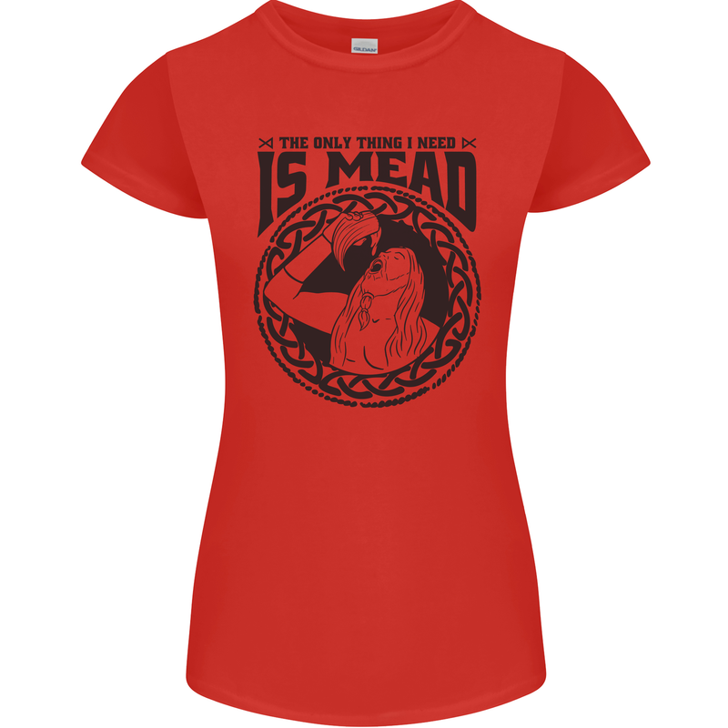 Viking Mead Funny Alcohol Beer Drunk Womens Petite Cut T-Shirt Red