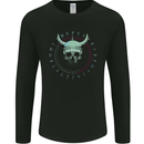 Viking Skull Runic Text Mens Long Sleeve T-Shirt Black