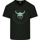 Viking Skull Runic Text Mens V-Neck Cotton T-Shirt Black