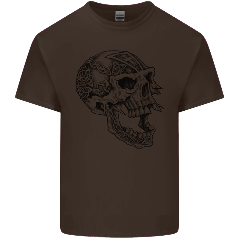 Viking Skull Symbols Kids T-Shirt Childrens Chocolate