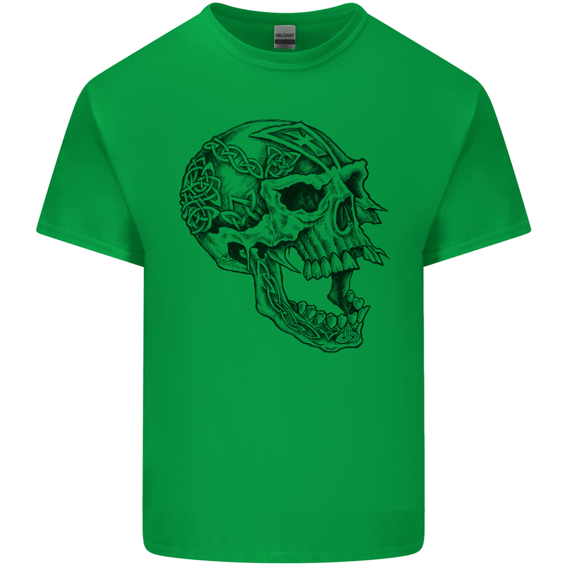 Viking Skull Symbols Kids T-Shirt Childrens Irish Green