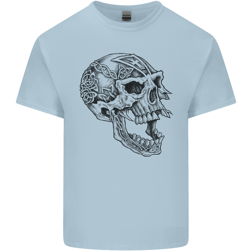 Viking Skull Symbols Kids T-Shirt Childrens Light Blue