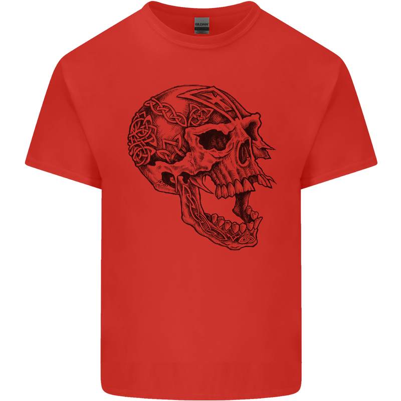 Viking Skull Symbols Kids T-Shirt Childrens Red