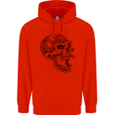 Viking Skull Symbols Mens 80% Cotton Hoodie Bright Red
