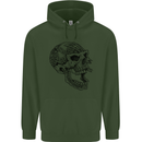 Viking Skull Symbols Mens 80% Cotton Hoodie Forest Green