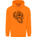 Viking Skull Symbols Mens 80% Cotton Hoodie Orange