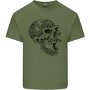 Viking Skull Symbols Mens Cotton T-Shirt Tee Top Military Green