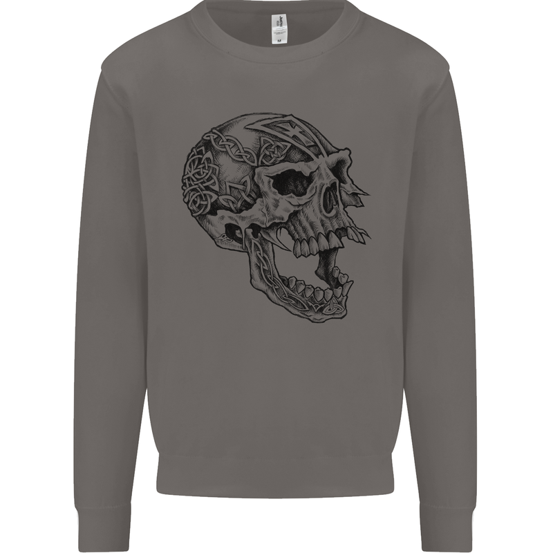 Viking Skull Symbols Mens Sweatshirt Jumper Charcoal
