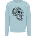 Viking Skull Symbols Mens Sweatshirt Jumper Light Blue