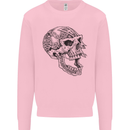 Viking Skull Symbols Mens Sweatshirt Jumper Light Pink