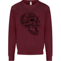 Viking Skull Symbols Mens Sweatshirt Jumper Maroon