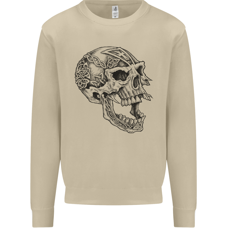 Viking Skull Symbols Mens Sweatshirt Jumper Sand
