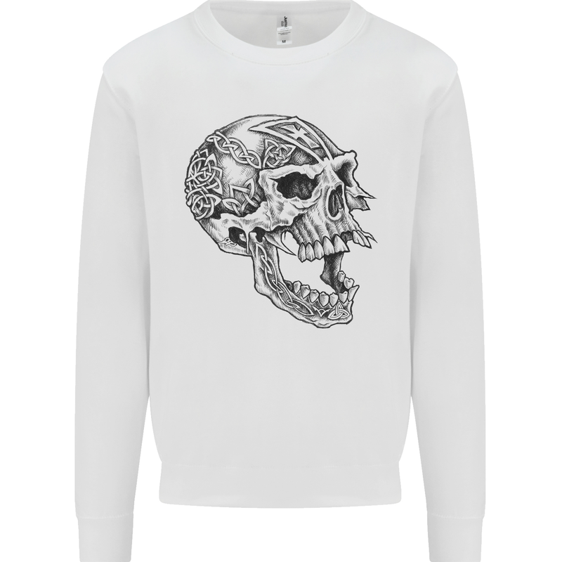 Viking Skull Symbols Mens Sweatshirt Jumper White
