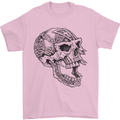 Viking Skull Symbols Mens T-Shirt Cotton Gildan Light Pink