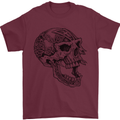 Viking Skull Symbols Mens T-Shirt Cotton Gildan Maroon