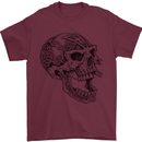 Viking Skull Symbols Mens T-Shirt Cotton Gildan Maroon