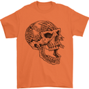 Viking Skull Symbols Mens T-Shirt Cotton Gildan Orange