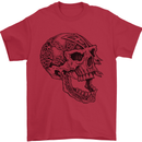 Viking Skull Symbols Mens T-Shirt Cotton Gildan Red