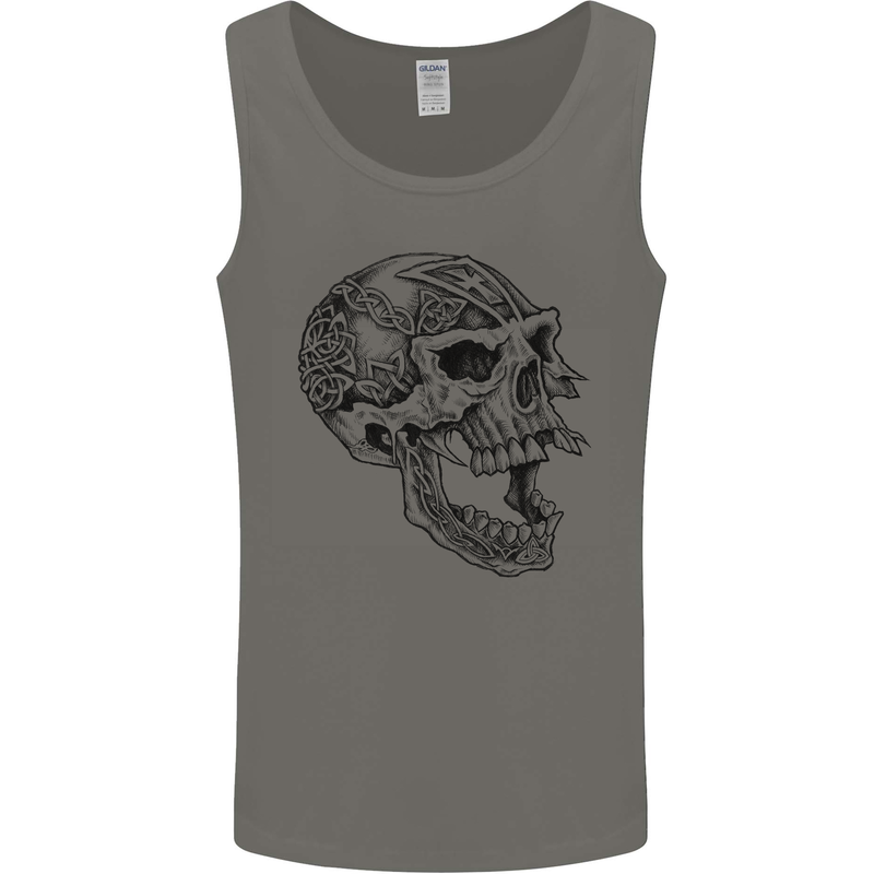 Viking Skull Symbols Mens Vest Tank Top Charcoal