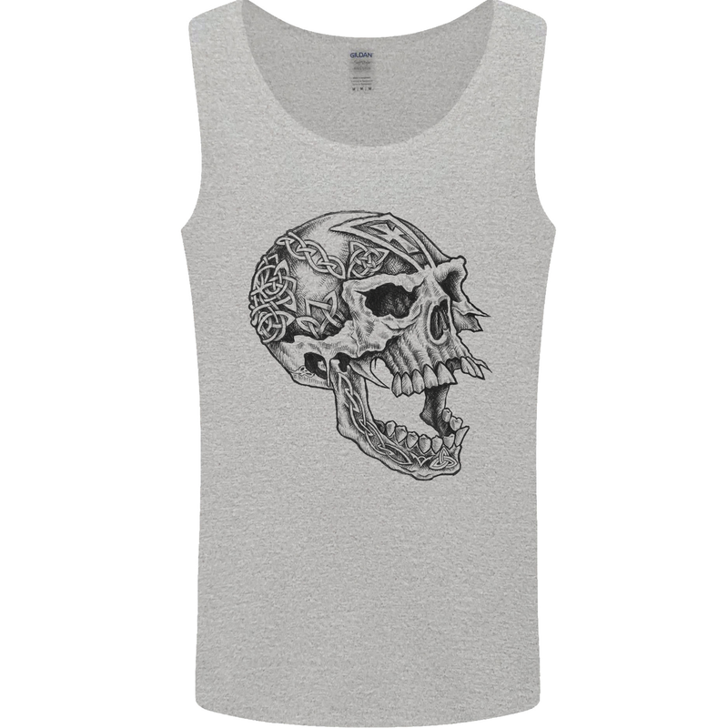 Viking Skull Symbols Mens Vest Tank Top Sports Grey