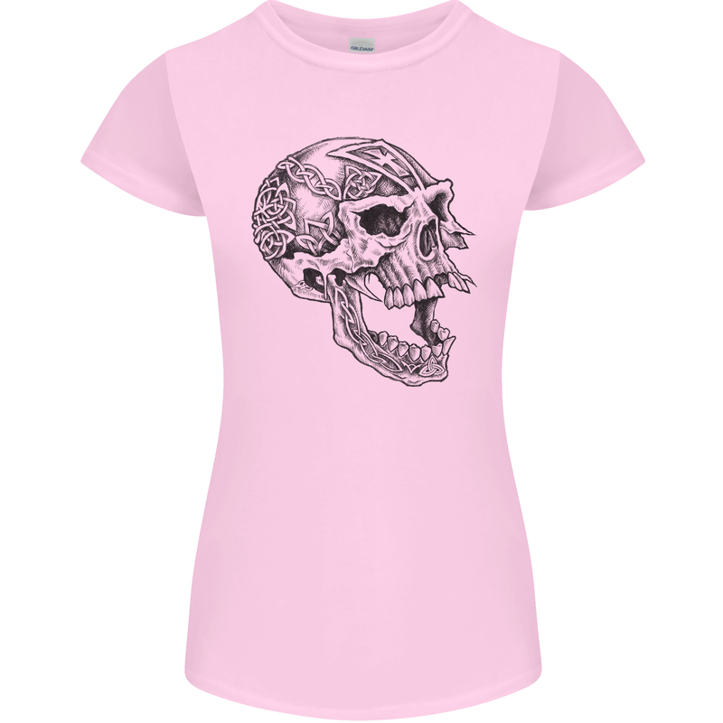 Viking Skull Symbols Womens Petite Cut T-Shirt Light Pink
