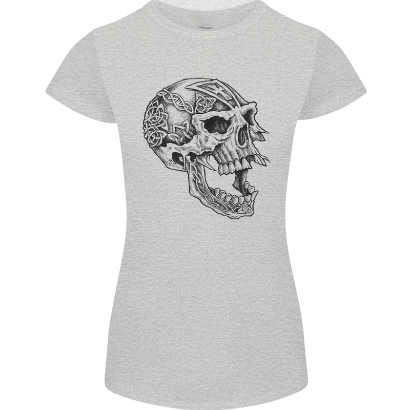 Viking Skull Symbols Womens Petite Cut T-Shirt Sports Grey