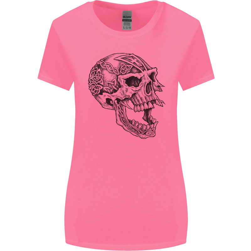 Viking Skull Symbols Womens Wider Cut T-Shirt Azalea