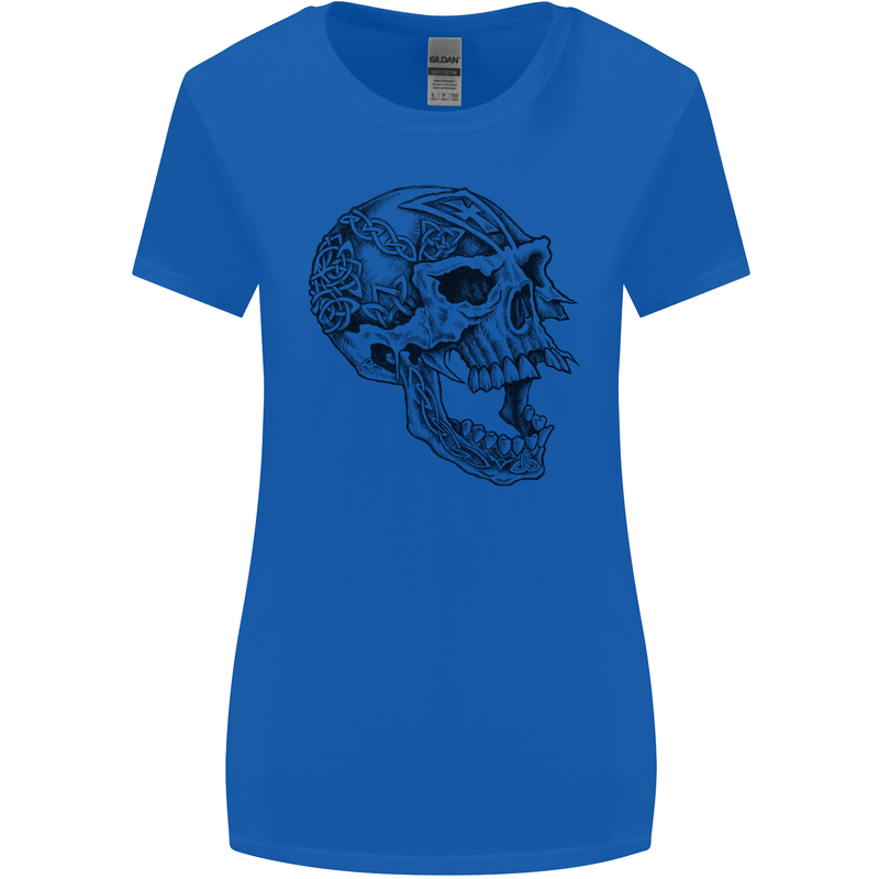 Viking Skull Symbols Womens Wider Cut T-Shirt Royal Blue