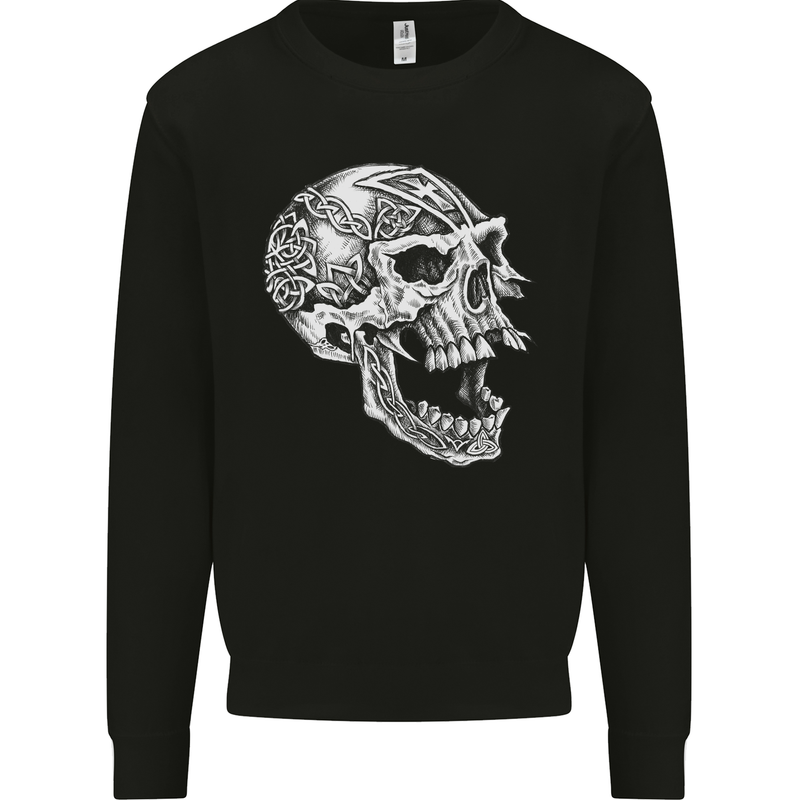 Viking Skull Symbols wp Kids Sweatshirt Jumper Black