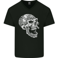 Viking Skull Symbols wp Mens V-Neck Cotton T-Shirt Black