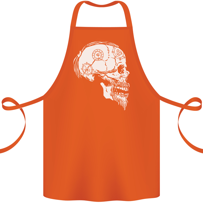 Viking Skull Thor Valhalla Norse Mythology Cotton Apron 100% Organic Orange