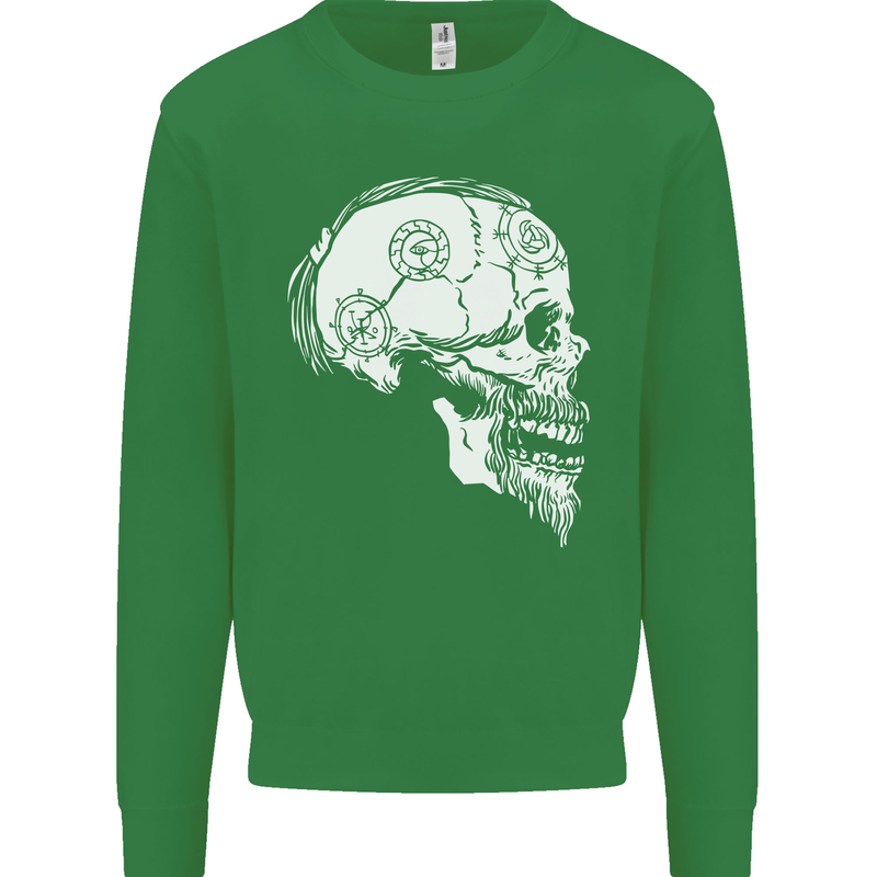 Viking Skull Thor Valhalla Norse Mythology Kids Sweatshirt Jumper Irish Green