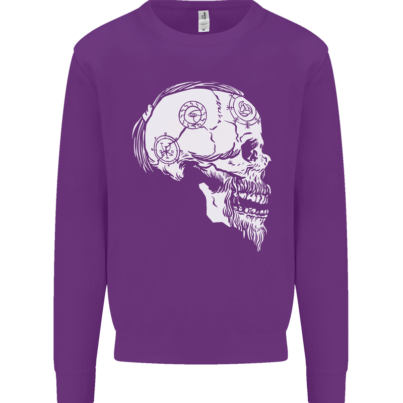 Viking Skull Thor Valhalla Norse Mythology Kids Sweatshirt Jumper Purple