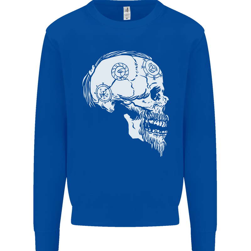 Viking Skull Thor Valhalla Norse Mythology Kids Sweatshirt Jumper Royal Blue