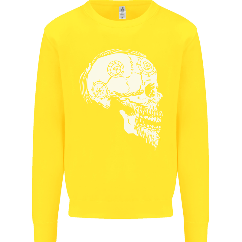 Viking Skull Thor Valhalla Norse Mythology Kids Sweatshirt Jumper Yellow