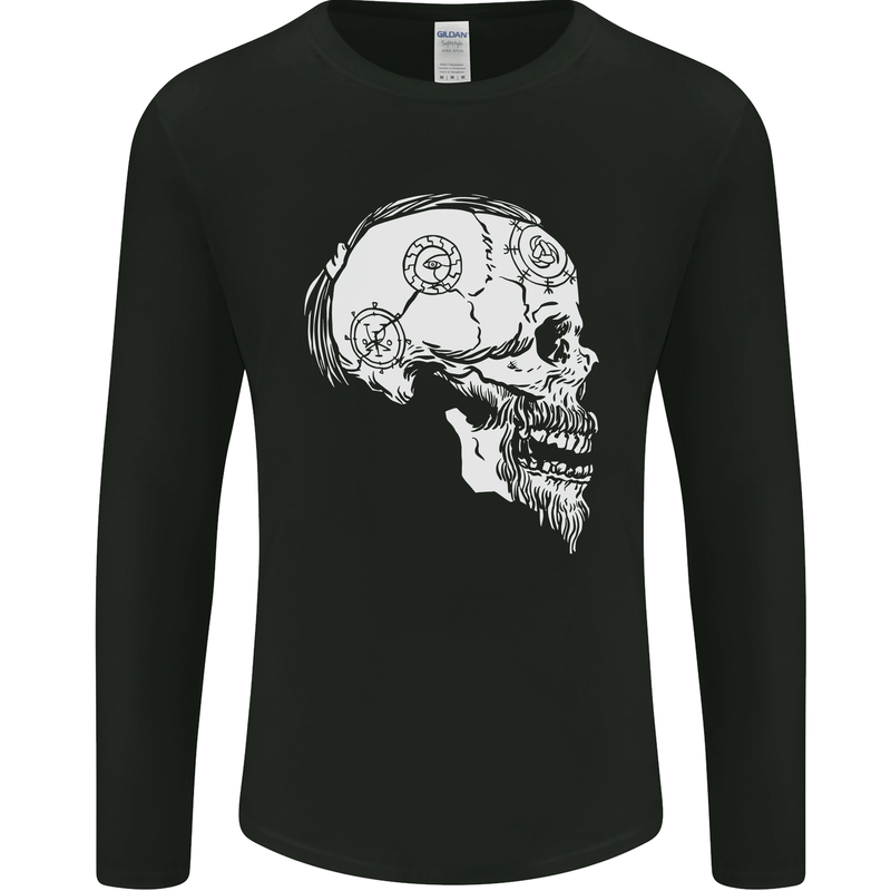 Viking Skull Thor Valhalla Norse Mythology Mens Long Sleeve T-Shirt Black