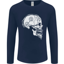 Viking Skull Thor Valhalla Norse Mythology Mens Long Sleeve T-Shirt Navy Blue