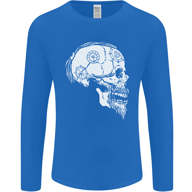 Viking Skull Thor Valhalla Norse Mythology Mens Long Sleeve T-Shirt Royal Blue