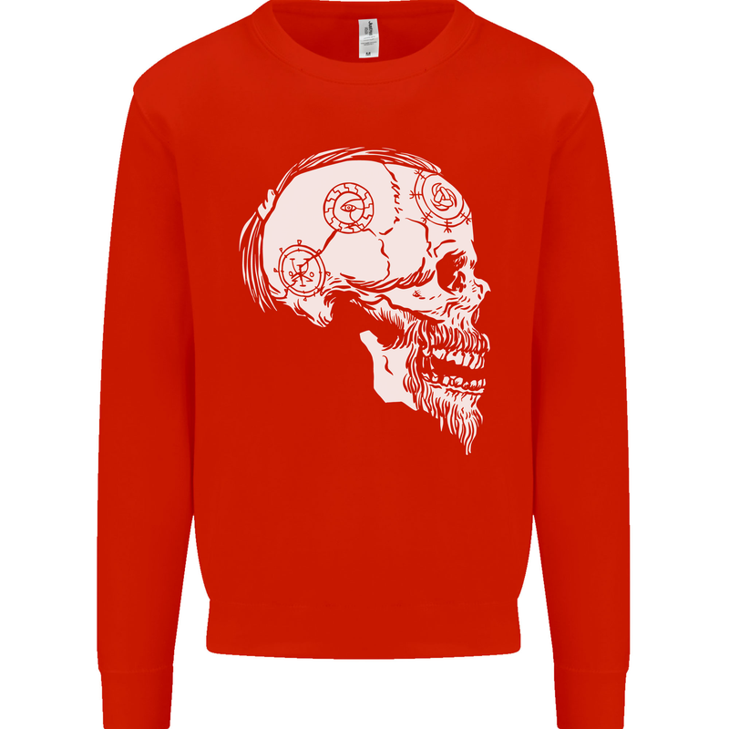Viking Skull Thor Valhalla Norse Mythology Mens Sweatshirt Jumper Bright Red