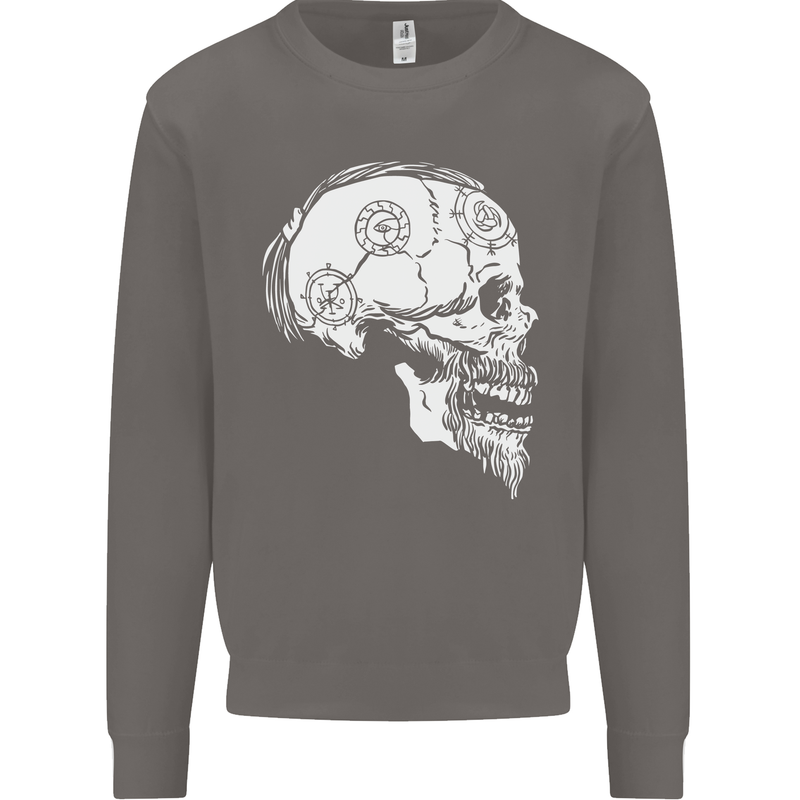 Viking Skull Thor Valhalla Norse Mythology Mens Sweatshirt Jumper Charcoal
