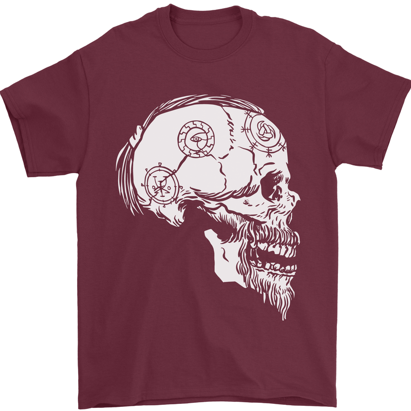 Viking Skull Thor Valhalla Norse Mythology Mens T-Shirt Cotton Gildan Maroon