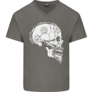 Viking Skull Thor Valhalla Norse Mythology Mens V-Neck Cotton T-Shirt Charcoal