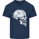Viking Skull Thor Valhalla Norse Mythology Mens V-Neck Cotton T-Shirt Navy Blue