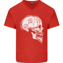 Viking Skull Thor Valhalla Norse Mythology Mens V-Neck Cotton T-Shirt Red