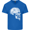 Viking Skull Thor Valhalla Norse Mythology Mens V-Neck Cotton T-Shirt Royal Blue