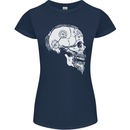 Viking Skull Thor Valhalla Norse Mythology Womens Petite Cut T-Shirt Navy Blue