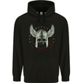 Viking Skull Wings Runic Text Gym Helmet Mens Hoodie Black