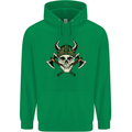 Viking Skull With Axes and Helmet Childrens Kids Hoodie Irish Green