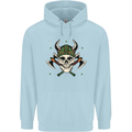 Viking Skull With Axes and Helmet Childrens Kids Hoodie Light Blue